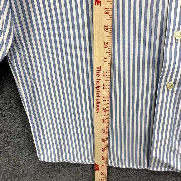 Michael Kors Shirt Mens Large 16  34/35 Blue Button Up Striped Long Sleeves - Picture 7 of 16